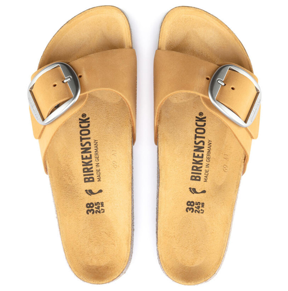 Birkenstock Madrid Big Buckle Nubuck Leather Apricot - Apricot, Narrow