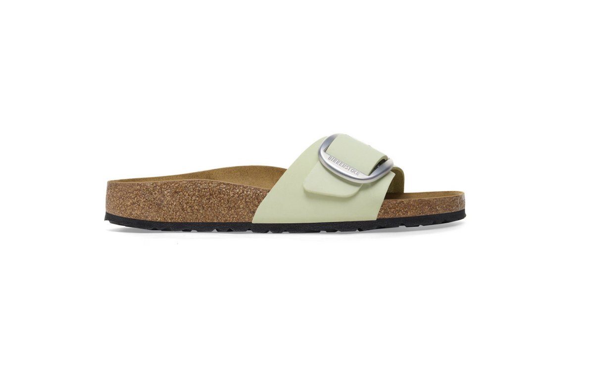 Birkenstock Madrid Big Buckle Nubuck Leather Faded Lime Narrow