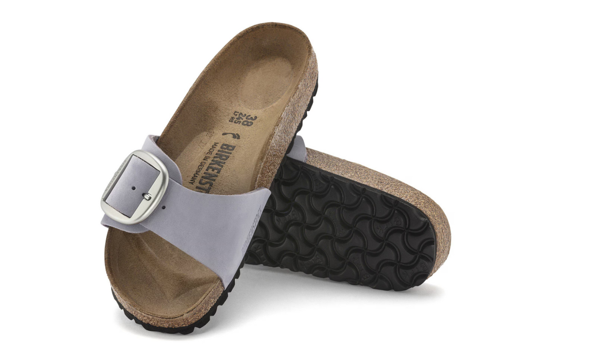 Birkenstock Madrid Big Buckle Nubuck Leather - Fog, Narrow