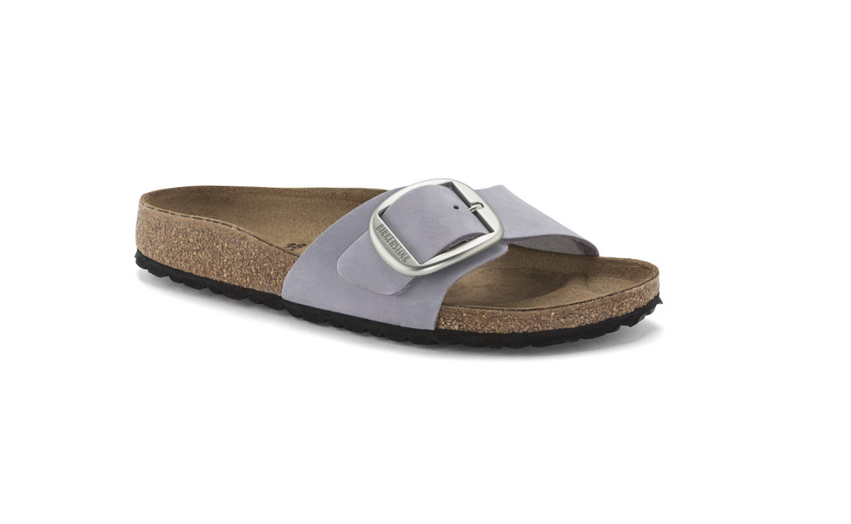 Birkenstock Madrid Big Buckle Nubuck Leather - Fog, Narrow