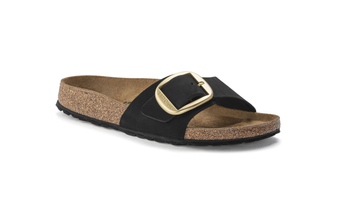 Birkenstock Madrid Big Buckle Nubuck Leather Black Narrow - Black, Narrow
