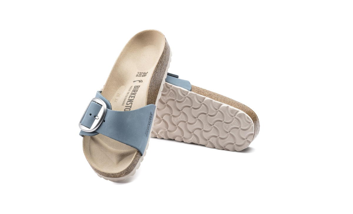 Birkenstock Madrid Big Buckle Nubuck Leather Dove Blue Narrow