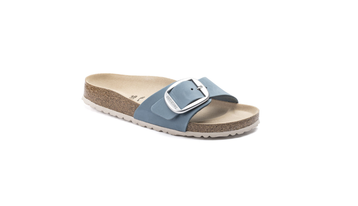 Birkenstock Madrid Big Buckle Nubuck Leather Dove Blue Narrow