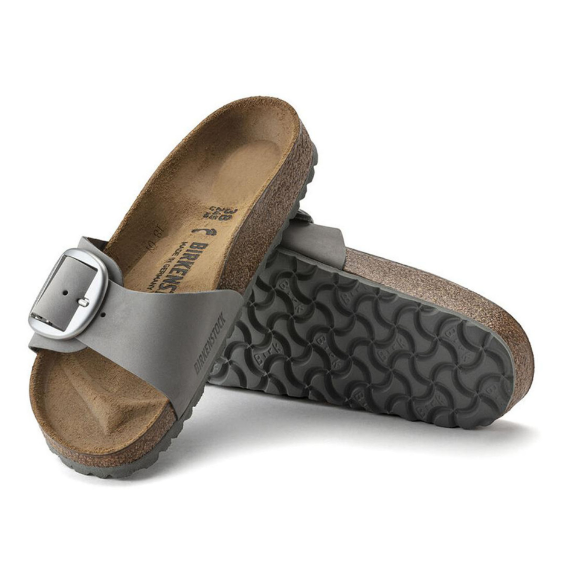 Birkenstock Madrid Big Buckle Nubuck Leather Dove Gray Narrow