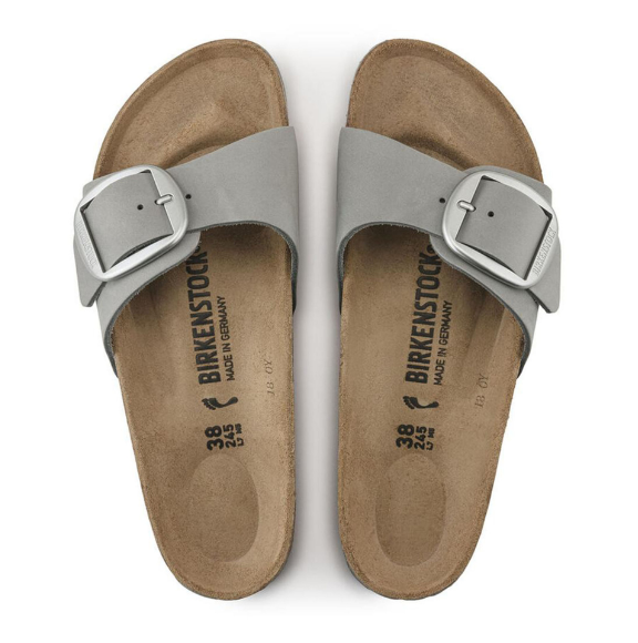 Birkenstock Madrid Big Buckle Nubuck Leather Dove Gray Narrow