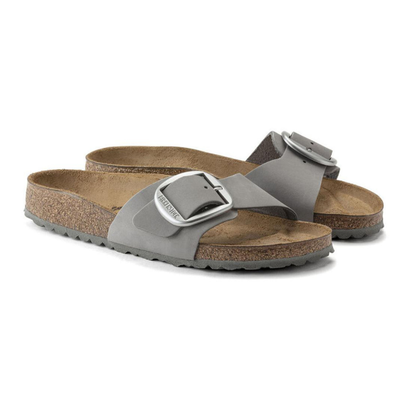 Birkenstock Madrid Big Buckle Nubuck Leather Dove Gray Narrow
