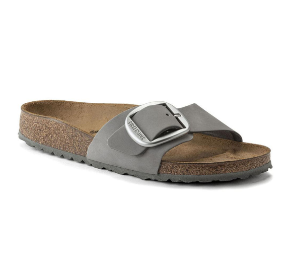 Birkenstock Madrid Big Buckle Nubuck Leather Dove Gray Narrow