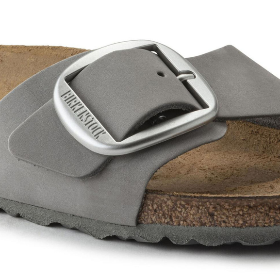 Birkenstock Madrid Big Buckle Nubuck Leather Dove Gray Narrow