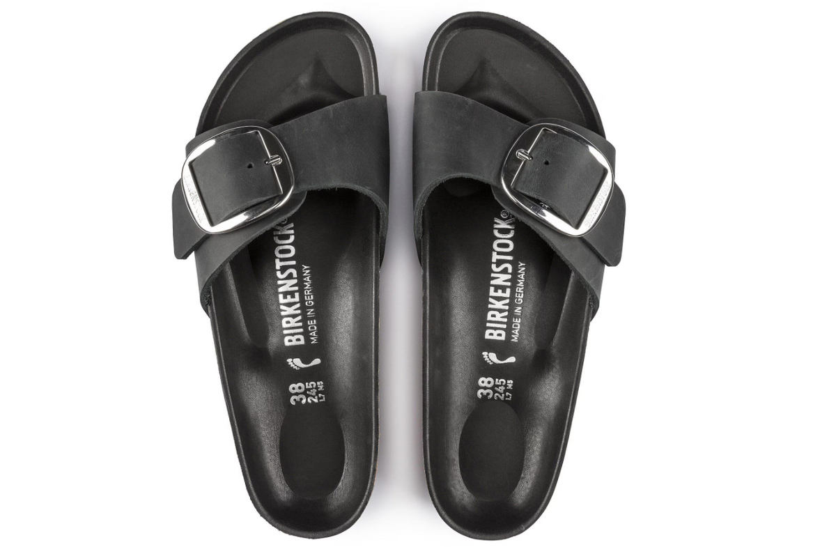 Birkenstock Madrid Big Buckle Oiled Leather - Black, Narrow