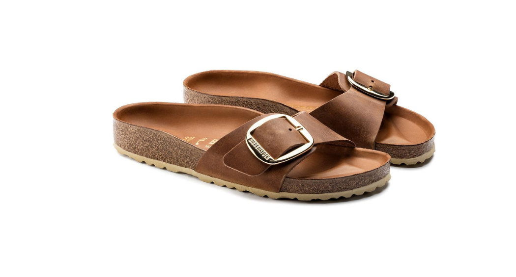 Birkenstock Madrid Big Buckle Oiled Leather Sandal Cognac - Cognac, Narrow