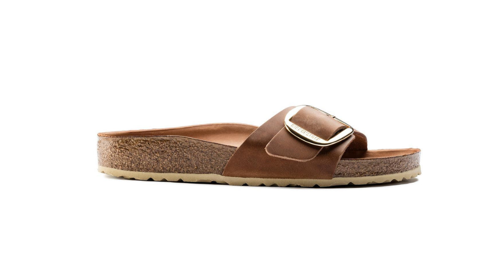 Birkenstock Madrid Big Buckle Oiled Leather Sandal Cognac - Cognac, Narrow