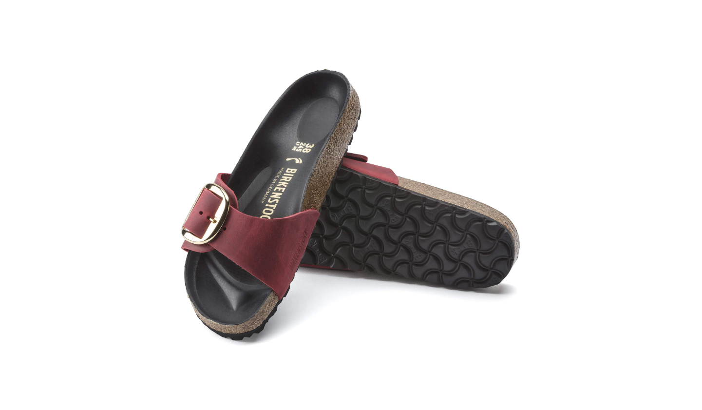 Birkenstock Madrid Big Buckle Oiled Leather Sandal Fire Red Narrow