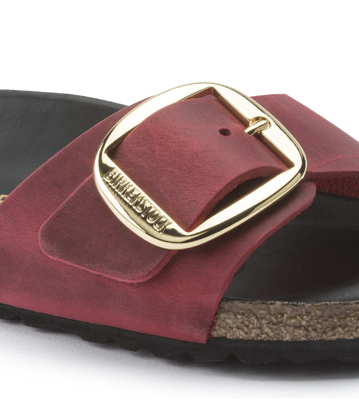 Birkenstock Madrid Big Buckle Oiled Leather Sandal Fire Red Narrow