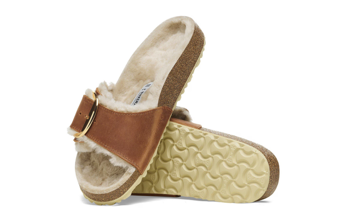 Birkenstock Madrid Big Buckle Shearling Oiled Leather - Cognac, Regular