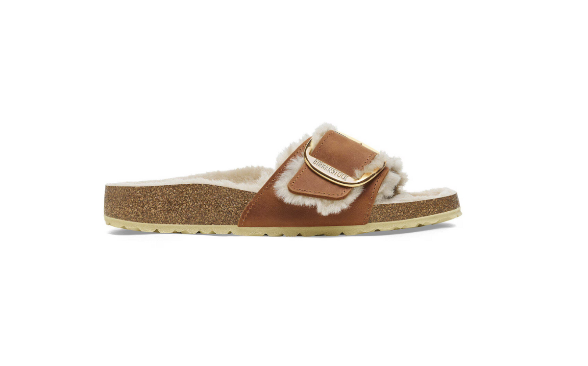 Birkenstock Madrid Big Buckle Shearling Oiled Leather - Cognac, Regular