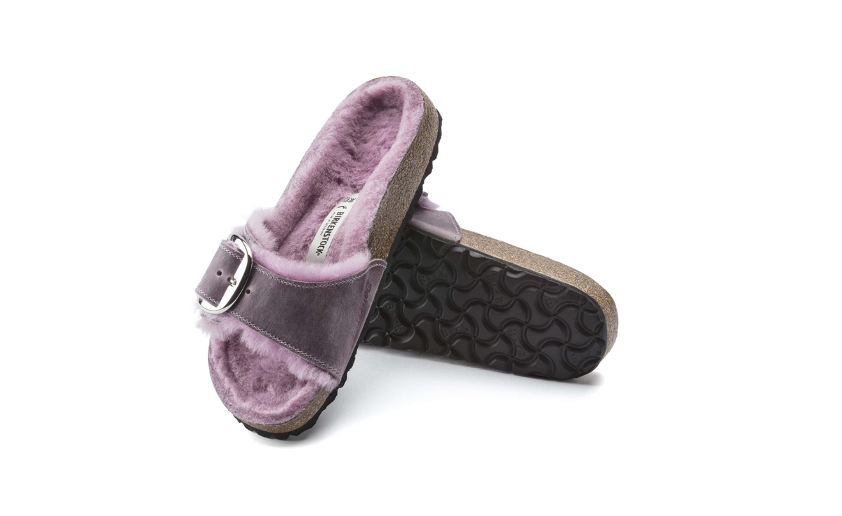 Birkenstock Madrid Big Buckle Shearling Oiled Leather Purple/Lavender Narrow
