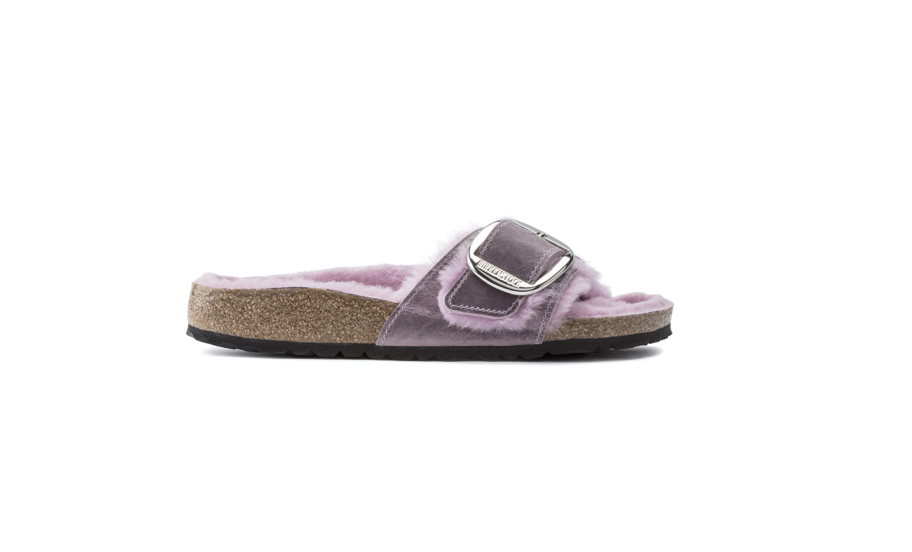Birkenstock Madrid Big Buckle Shearling Oiled Leather Purple/Lavender Narrow