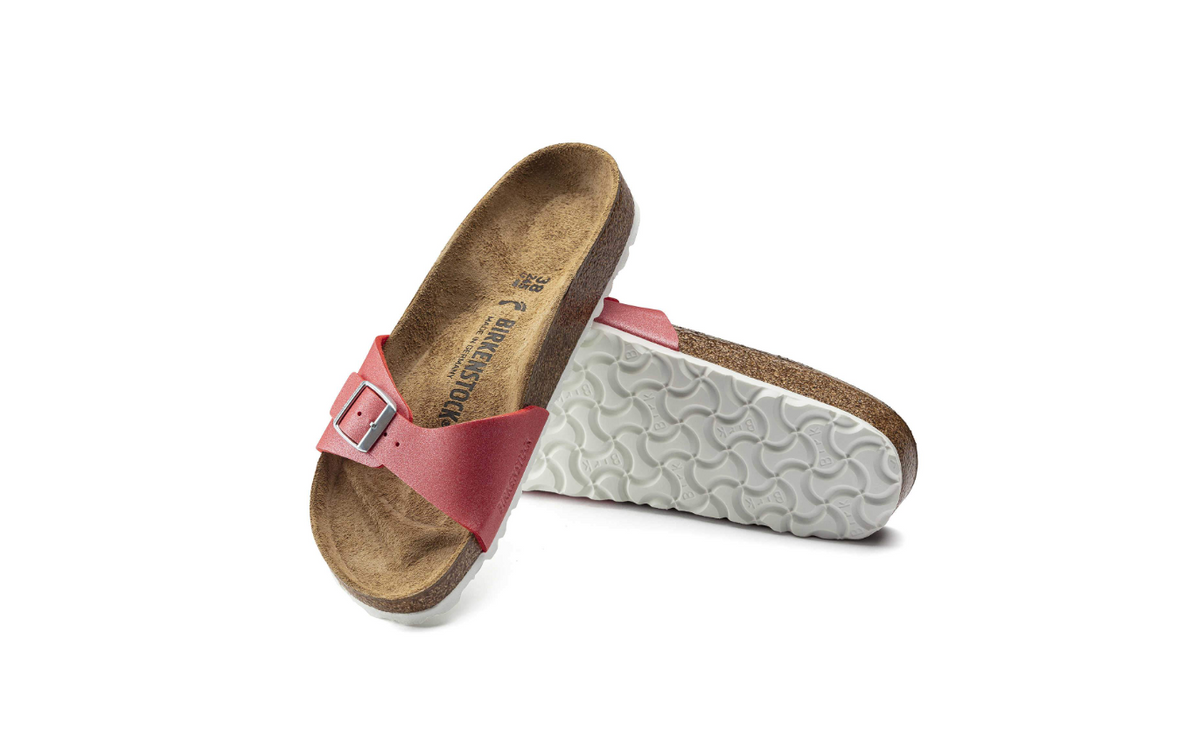 Birkenstock Madrid Birko-Flor Icy Metallic - Poppy, Narrow