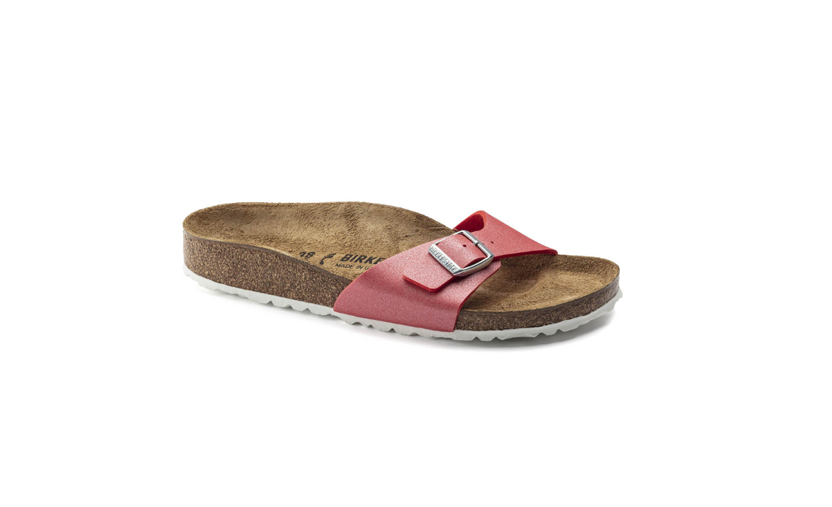 Birkenstock Madrid Birko-Flor Icy Metallic - Poppy, Narrow