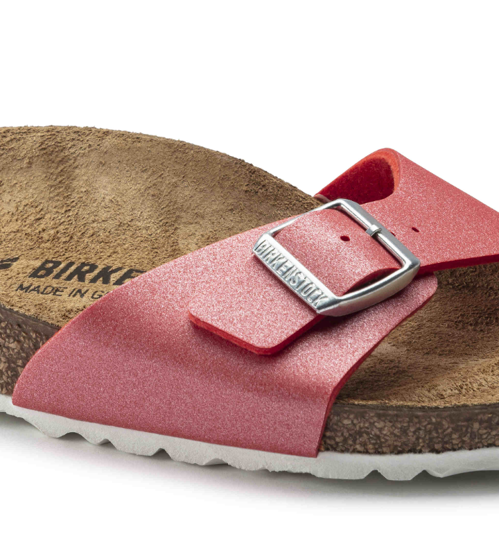 Birkenstock Madrid Birko-Flor Icy Metallic - Poppy, Narrow