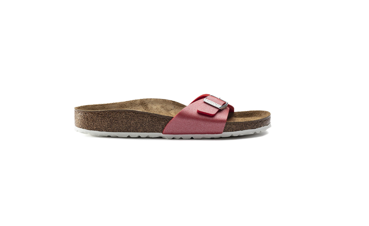 Birkenstock Madrid Birko-Flor Icy Metallic - Poppy, Narrow