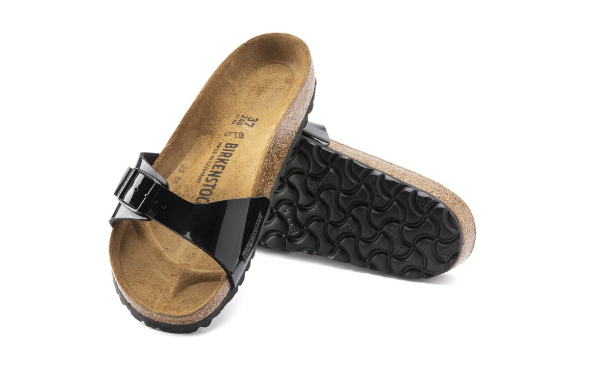 Birkenstock Madrid Birko-Flor Patent Black Sandals - Black, Narrow