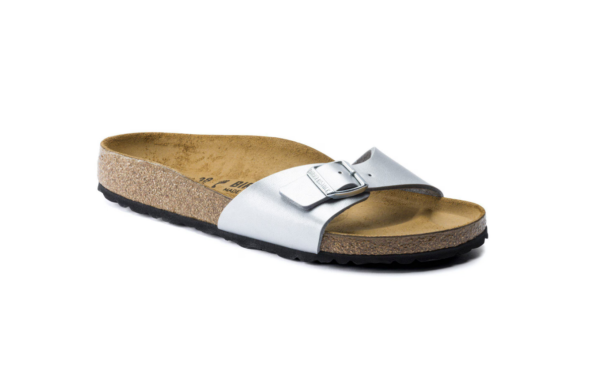 Birkenstock Madrid Birko-Flor Silver Sandals- Silver, Narrow