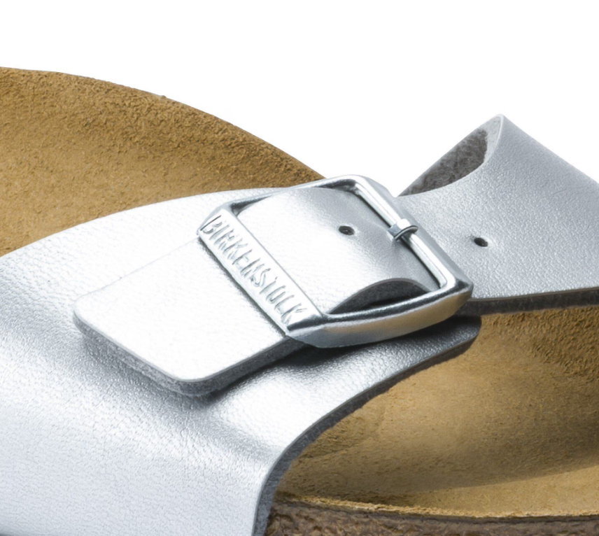 Birkenstock Madrid Birko-Flor Silver Sandals- Silver, Narrow