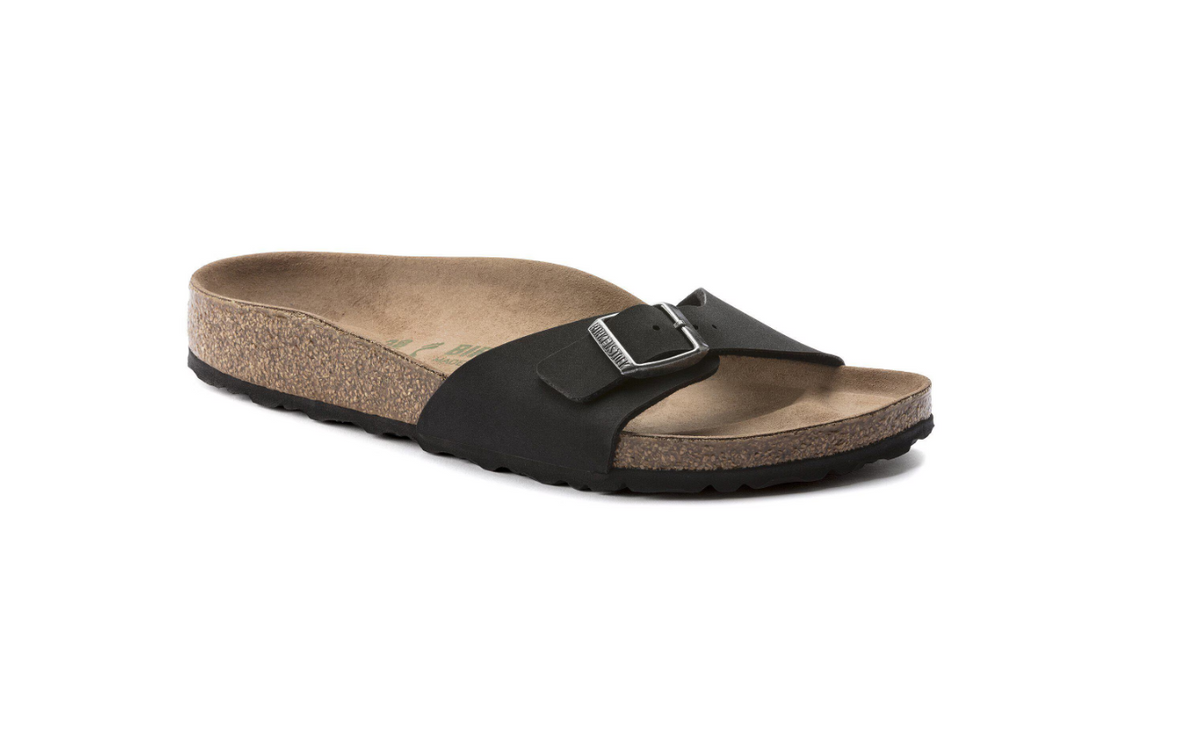 Birkenstock Madrid Vegan Birko-Flor Black Sandals - Black, Narrow