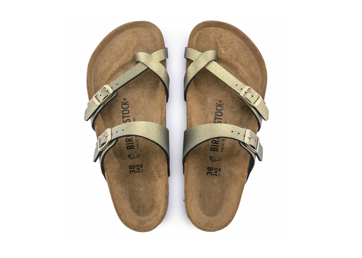Birkenstock Mayari Birko-Flor Icy Metallic Stone Gold Regular