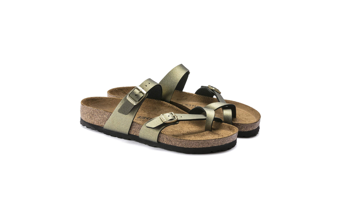 Birkenstock Mayari Birko-Flor Icy Metallic Stone Gold Regular