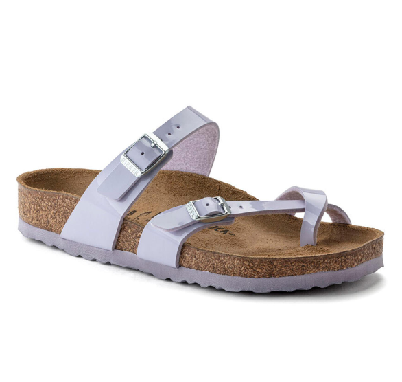 Birkenstock Mayari Birko-Flor Patent Purple Fog Sandal - Purple, Regular