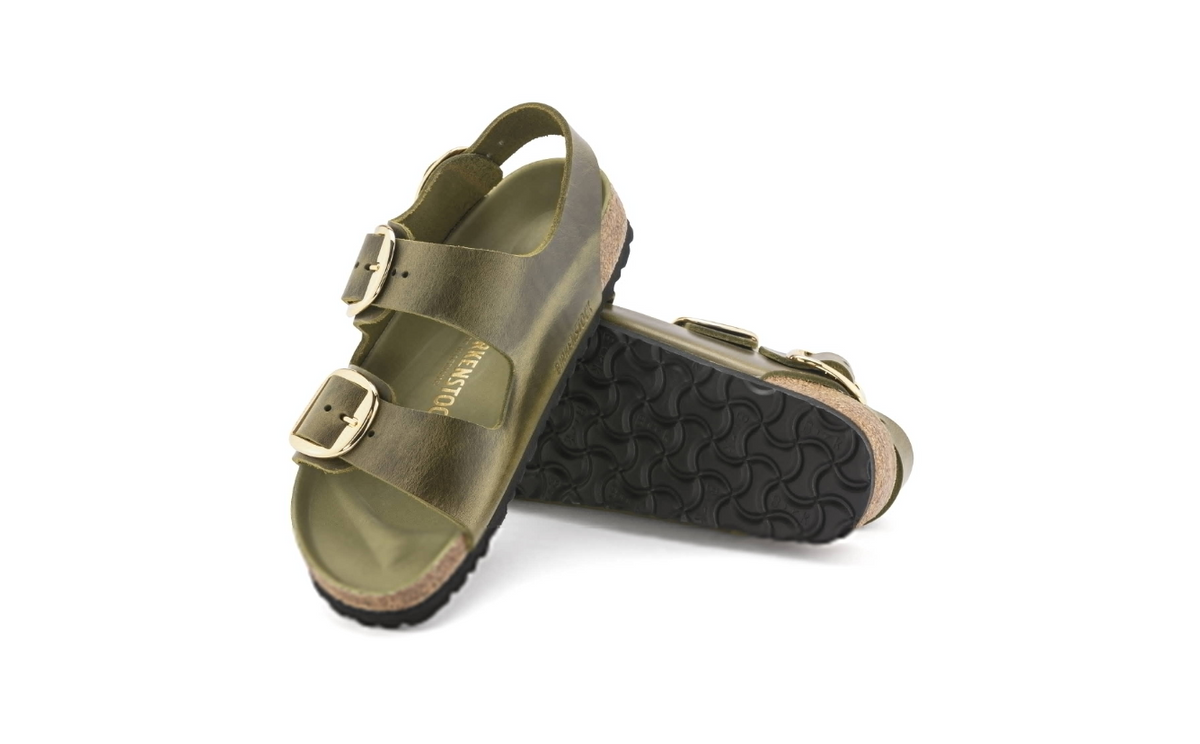 Birkenstock Milano Big Buckle Oiled Leather Olive Green Regular