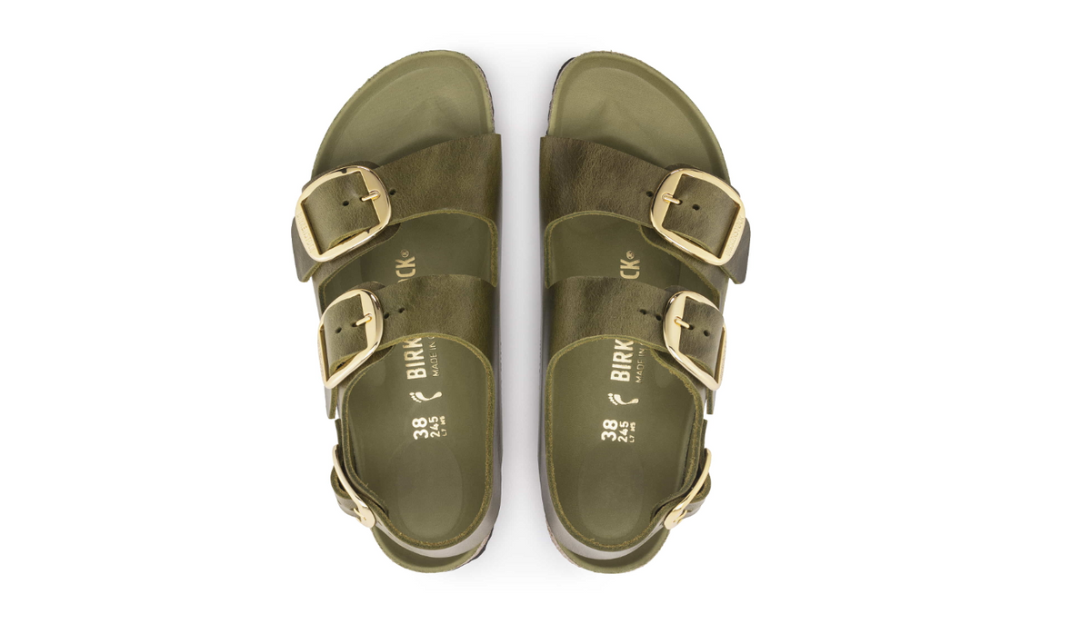 Birkenstock Milano Big Buckle Oiled Leather Olive Green Regular