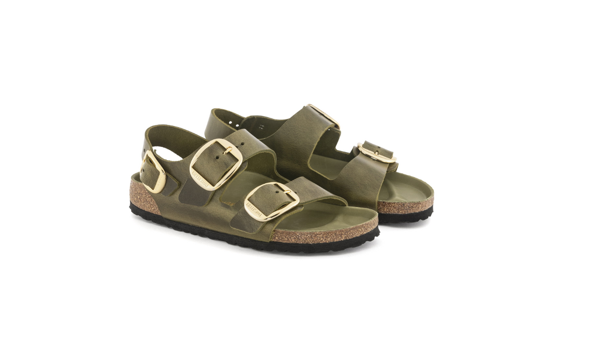Birkenstock Milano Big Buckle Oiled Leather Olive Green Regular