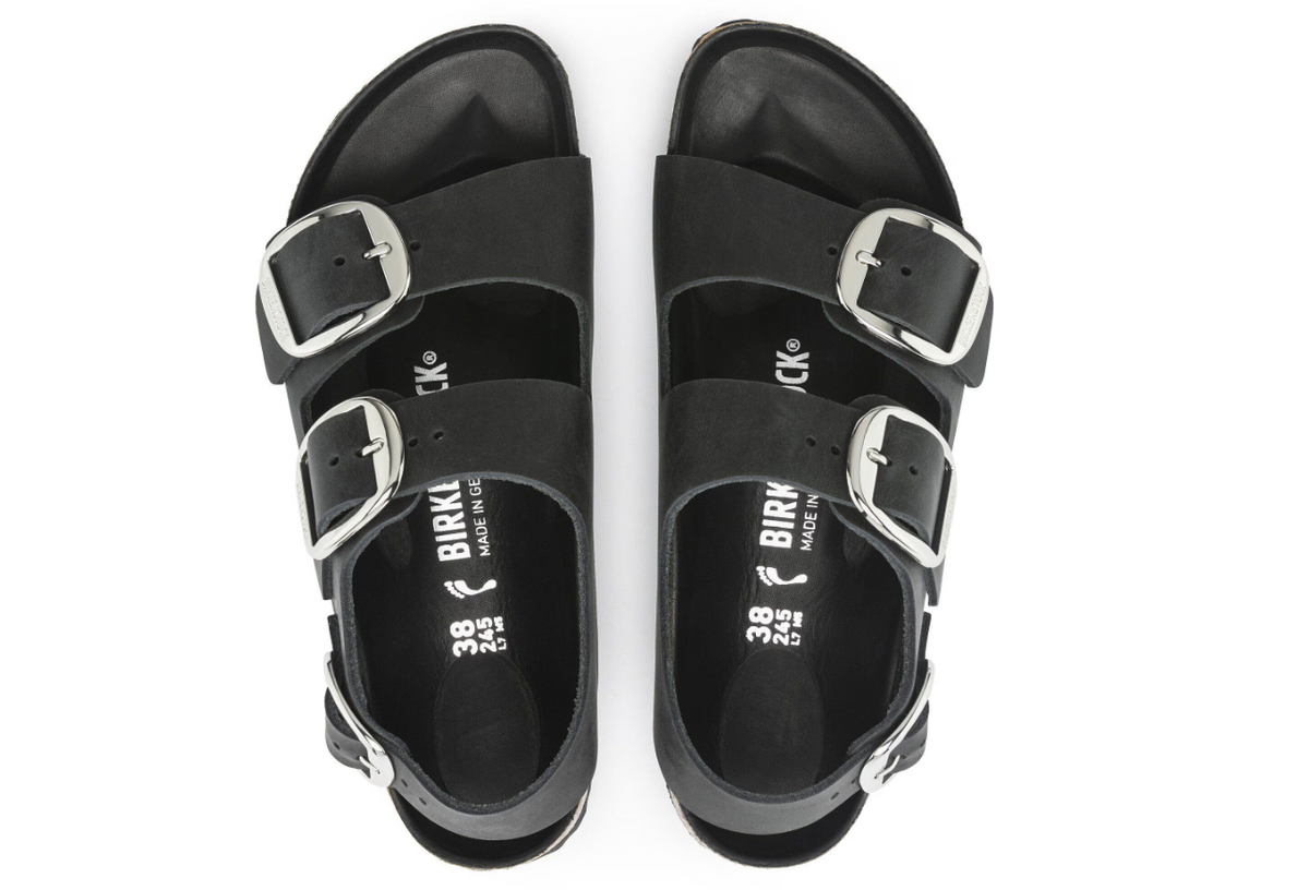 Birkenstock Milano Big Buckle Oiled Leather Black Regular