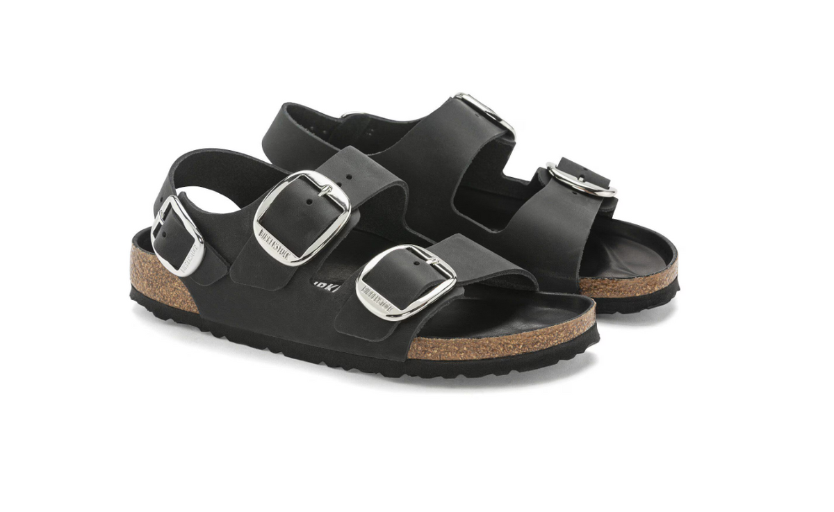 Birkenstock Milano Big Buckle Oiled Leather Black Regular