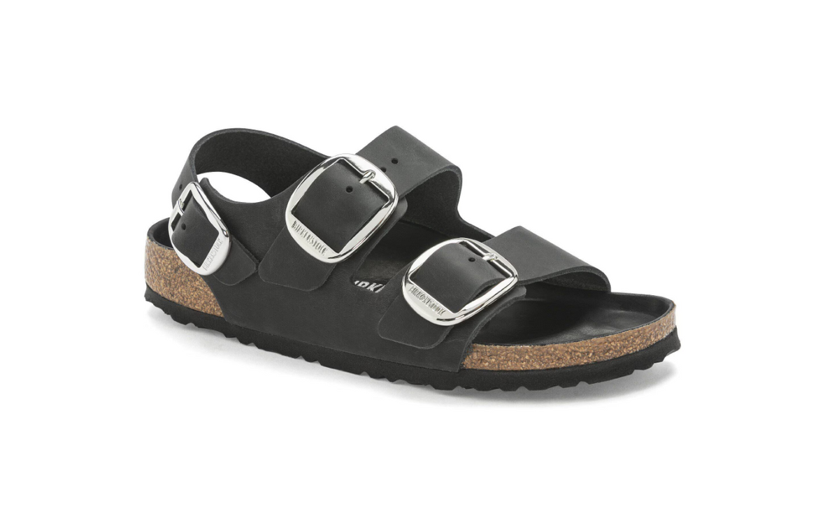 Birkenstock Milano Big Buckle Oiled Leather Black Regular