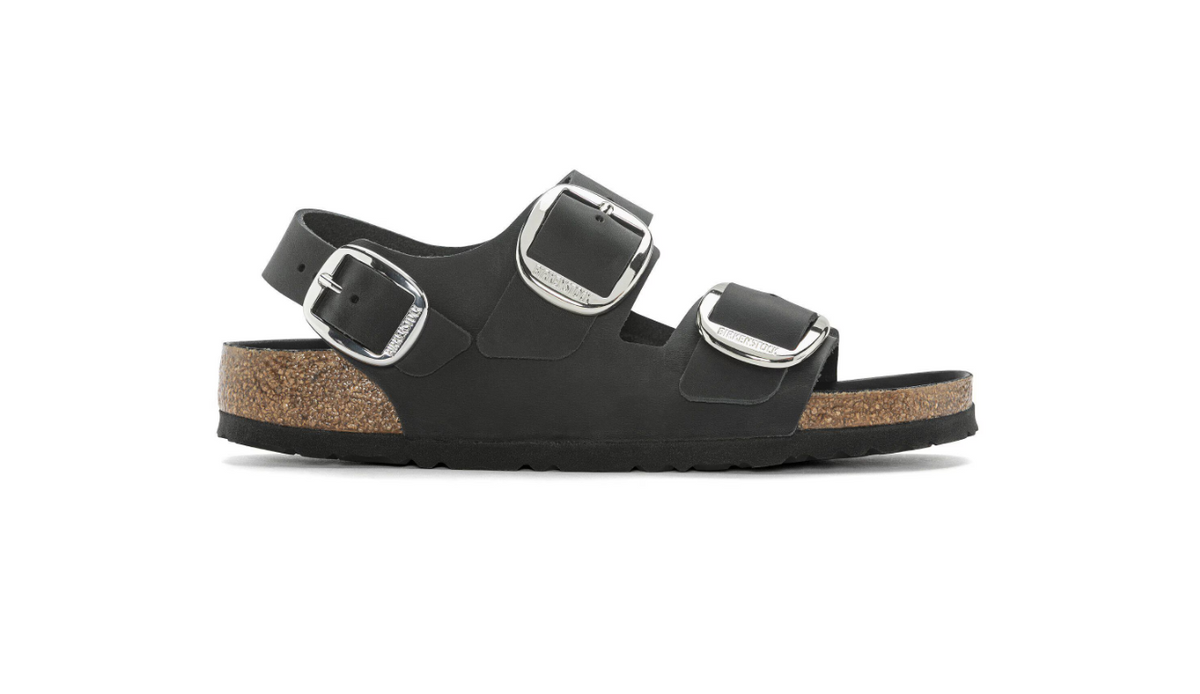 Birkenstock Milano Big Buckle Oiled Leather Black Regular