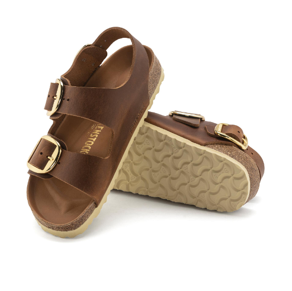 Birkenstock Milano Big Buckle Oiled Leather Cognac Narrow