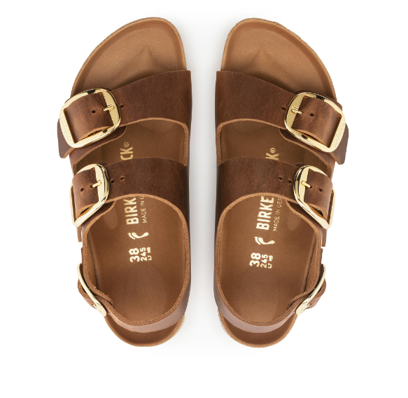 Birkenstock Milano Big Buckle Oiled Leather Cognac Narrow