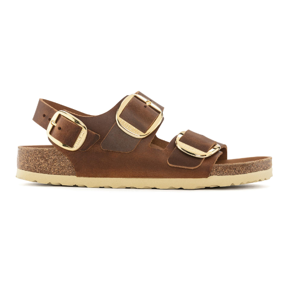 Birkenstock Milano Big Buckle Oiled Leather Cognac Narrow