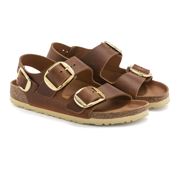 Birkenstock Milano Big Buckle Oiled Leather Cognac Regular