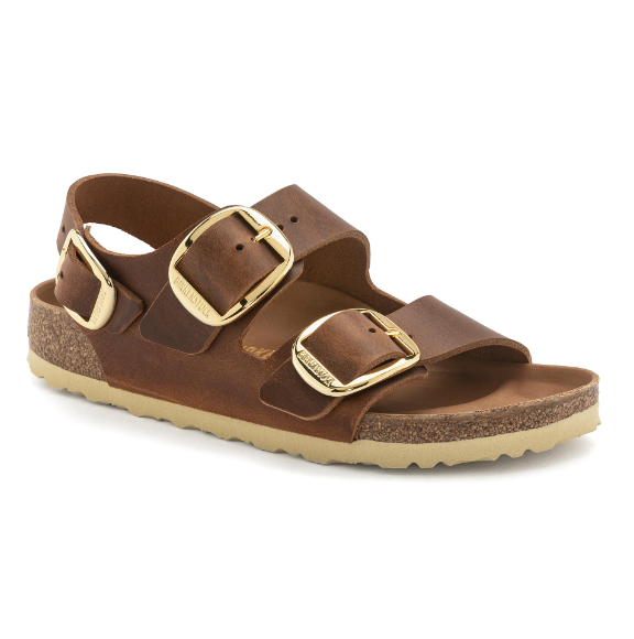 Birkenstock Milano Big Buckle Oiled Leather Cognac Regular