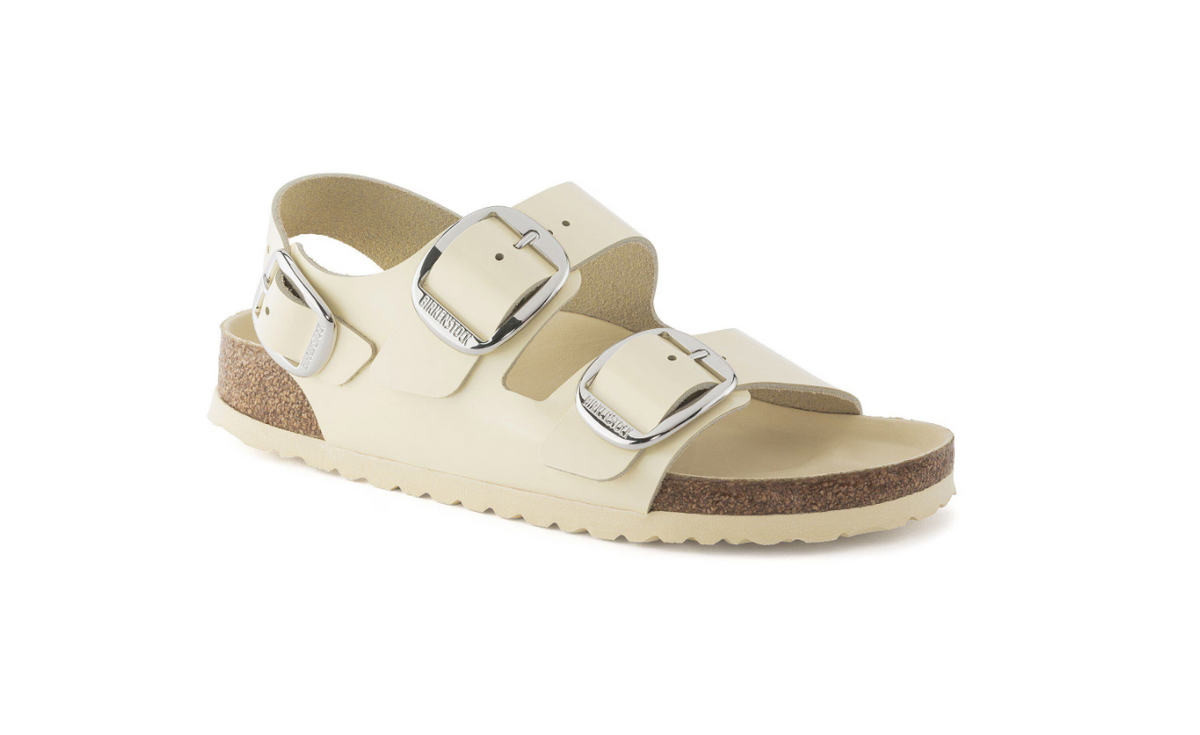 Birkenstock Milano Big Buckle Natural Leather Patent High Shine Butter Narrow