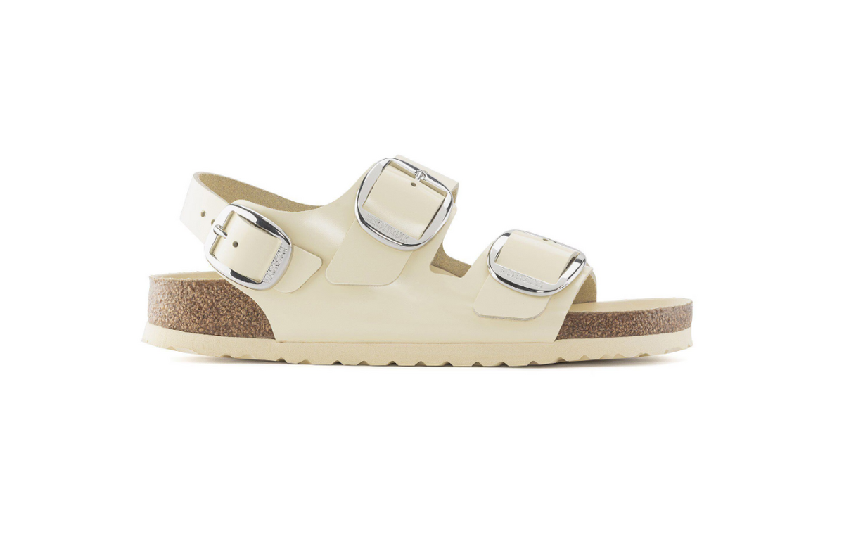 Birkenstock Milano Big Buckle Natural Leather Patent High Shine Butter Narrow