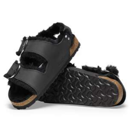 Birkenstock Milano Big Buckle Shearling Black Regular