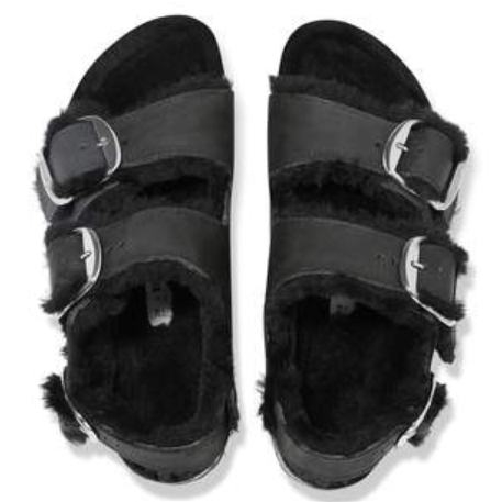 Birkenstock Milano Big Buckle Shearling Black Regular