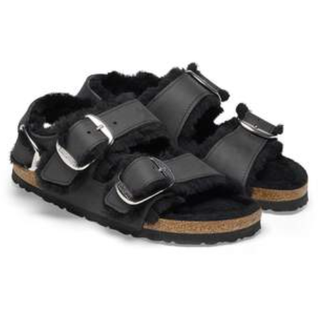 Birkenstock Milano Big Buckle Shearling Black Regular
