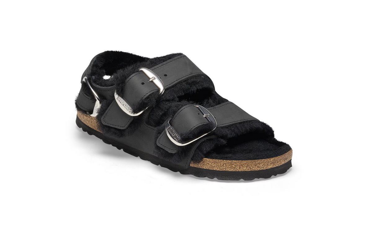 Birkenstock Milano Big Buckle Shearling Black Regular